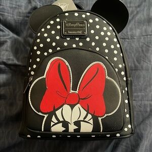 Loungefly Minnie Mouse Polka Dot Kids Backpack - Black and Red
